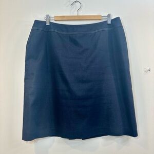 Tahari Arthur Levine Skirt Sz 14 Stretch Dark Navy Chambray Knee Straight Career